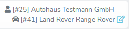Originalausschnitt: Autohaus Testmann GmbH und Land Rover Range Rover in der DIO-Auftragsanlage.