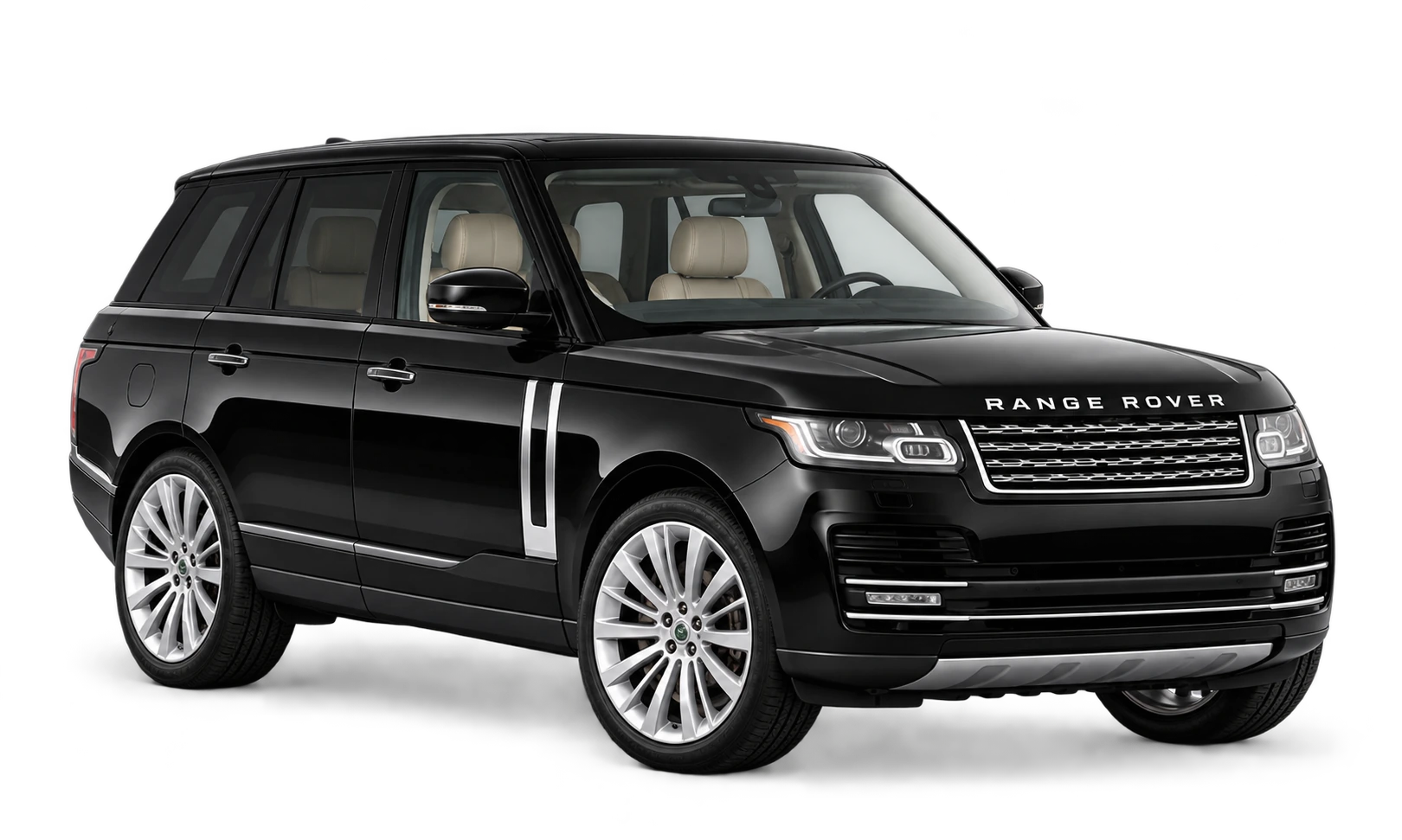 KI-generierte Illustration: schwarzer Range Rover bei der Fahrzeugannahme.